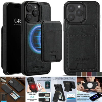 Funda Magnética con Cartera de Cuero MagSafe para iPhone 17 16 15 14 13 12 11 XS XR 78 Foto 1 de 4