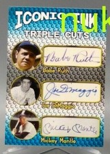 BABE RUTH/MICKEY MANTLE/JOE DIMAGGIO YANKEES TRIPLE CUTS AUTOGRAPHED EDITON CARD