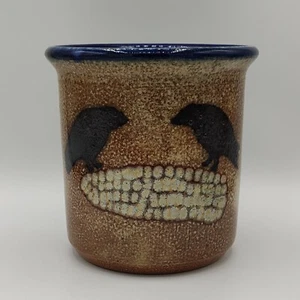 Monroe Salt Works Maine Art Pottery Crow Corn Cob 6.25"Crock Jar Utensil Holder - Picture 1 of 12