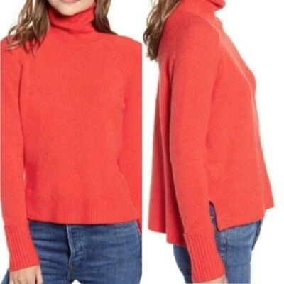 J Crew Women's Sz M Turtleneck Sweater In Supersoft Yarn Wool Alpaca Orange Cozy - Image 1 of 4