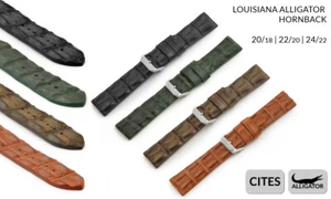 ECHT GENUINE ALLIGATOR LEDER LOUISIANA HORNBACK UHRENARMBAND WATCH STRAP de - Picture 1 of 20