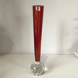 Controlled Bubble Ruby Red Bud Vase 25cm Tall - Picture 1 of 9