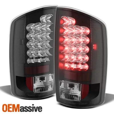 Fits 02-06 Ram 1500 03-05 Ram 2500/3500 Pickup Black Bezel LED Tail Lights Set - Image 1 of 4