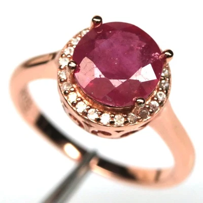 Black Friday 925 Sterling Silver 8 mm. Red Ruby & Zircon Jewelry Ring Size 6 - Image 1 of 4