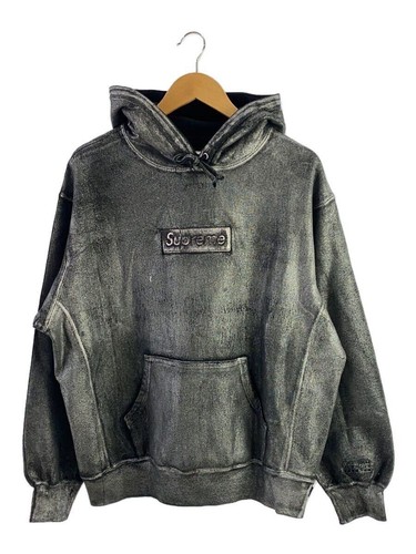 Supreme Felpa con Cappuccio Foil Box Logo Felpa con Cappuccio M Cotone Grigio Usata