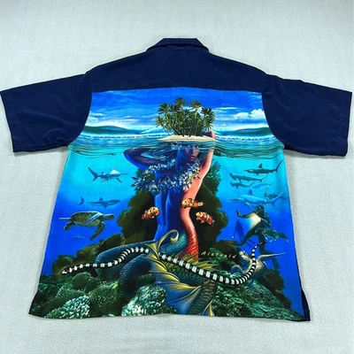 Camisa Hawaiana Rietveld Para Hombres XL Azul Isla Sirena Gráfico Subacuático EE. UU. Océano Foto 1 de 4