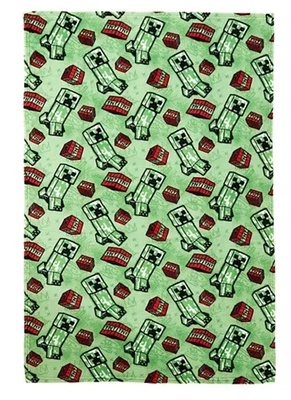 GREEN MINECRAFT TNT FLEECE THROW BLANKET SUPERSOFT 100x150cm New - Image 1 of 2