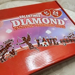 NEW 24-PIECE VALENTINE’S DIAMOND PAINTING STICKER KIT FOR KIDS 6+ DIY CRAFT SET - Picture 1 of 7