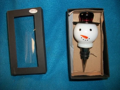 Ganz стекла свет вверх Рождество/праздник снеговик бутылка пробка вино/ликер новый в коробке - Изображение 1 из 4