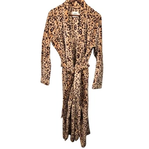 UGG Marlow Fleece Leopard Print Plush Robe Long Sleeve Loungewear Size Large - Picture 1 of 9