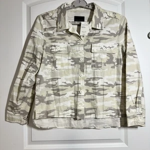 Sanctuary Neutral Camo Jacket Women Large Neutral Taupe Shacket Cotton Preppy - Picture 1 of 13
