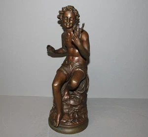 Antique French Bronze Young Man with Lobster in Hand - Picture 1 of 13