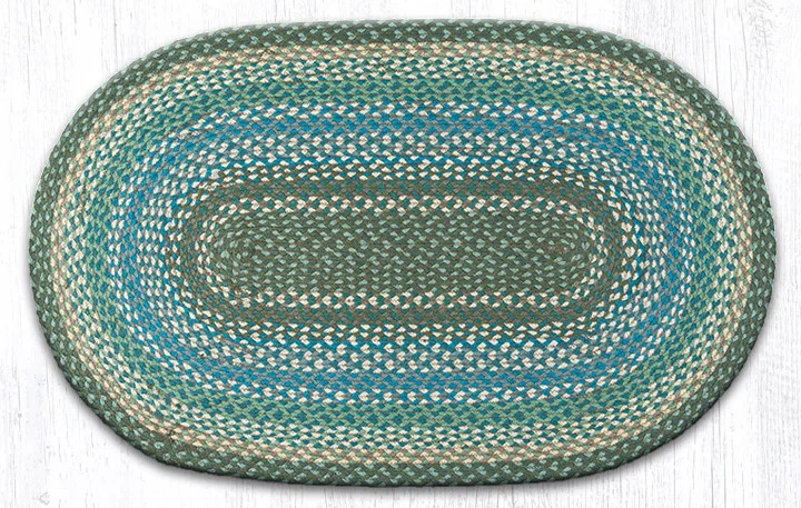 Earth Rugs C-419 Sage  Settlers Blue Oval Braided Rug 27" x 45" - Image 1 of 1