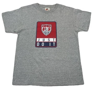Vintage Nike US Soccer T-shirt Boys Size XL Just Do It Made In USA Gray - Picture 1 of 7