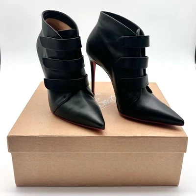 Christian Louboutin Botines Triniboot Stiletto de Cuero Negro Tacones Altos EU37.5 Foto 1 de 4