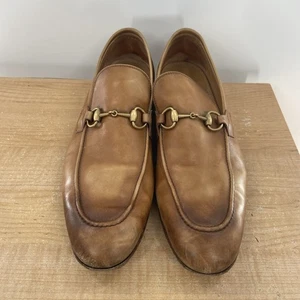 Mocassini Gucci Jordaan in pelle marrone a punta di cavallo 406994 da uomo taglia 13 - Foto 1 di 22