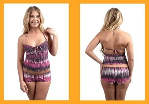Oakley ~ Graphite Stripe Tankini Top Boyshort Set Women's Size Small $88 NWT - Picture 1 of 1