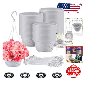 Durable Plastic Hanging Flower Pots - 50 Pcs Round Planter Set for Gardens - Picture 1 of 9