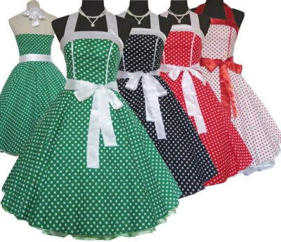Vestido columpio de fiesta retro Rockabilly pinup lunares vintage años 50 60 para mujer 4 colores Foto 1 de 4