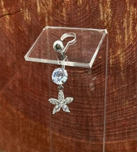 14 Gauge Starfish Belly Button Ring Stainless Steel Cubic Zirconia - Picture 1 of 12