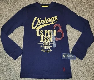 US Polo Assn boys 8 navy thermal long-sleeved waffle weave shirt NWT - Picture 1 of 3