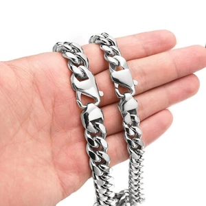 10/14 mm Voll Edelstahl Miami Hip Hop Kubanische Kette oder Armband - Bild 1 von 14