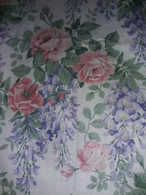 Vintage Sharon Kessler for Concord Cotton Fabric Pink Roses 4 Yards X 45" Wide - Image 1 of 4