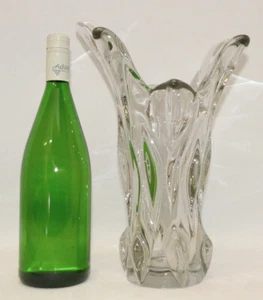 Sehr schwere Murano Glas Vase, Klarglas, Zipfel Plangeschliffener Boden, 34,5 cm - Picture 1 of 12