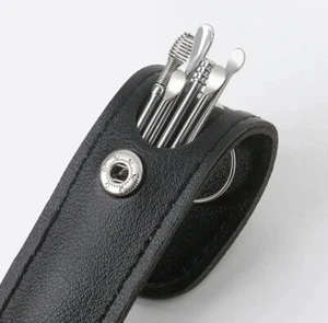 Detergente orecchie spirale acciaio inox cerume rimozione cucchiaio auricolare astuccio da viaggio 6 pezzi - Foto 1 di 4