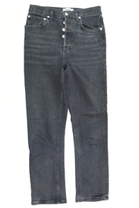 AGOLDE Riley Jeans Womens 26 Black High-Rise Straight Leg Button-Fly Slim Crop - Picture 1 of 12