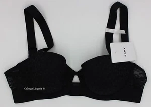  Neu mit Etikett DKNY DK4S89 "Leopard Lace" Balconette gepolsterter wandelbarer Spitzen-BH, schwarz - Bild 1 von 7