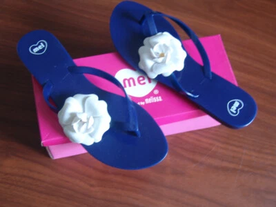 MEL Honey III Spad woman's flip flops size 10 US Blue/White - made in Brazil - Image 1 of 2