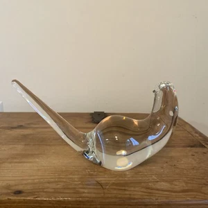 Vintage Steuben Bernard X. Wolff Dove Crystal Clear Art Glass Figurine Sculpture - Picture 1 of 9