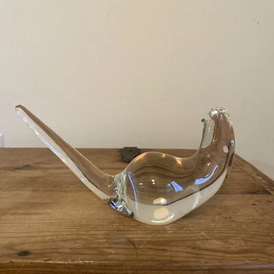 Vintage Steuben Bernard X. Wolff Dove Crystal Clear Art Glass Figurine Sculpture - Image 1 of 4