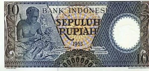 Indonesia: 10 Rupiah 1963 - Picture 1 of 2