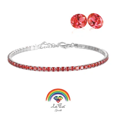 Bracciale Tennis Rosso in Argento 925 rodiato - Rainbow Collection Les Folies - Immagine 1 di 4