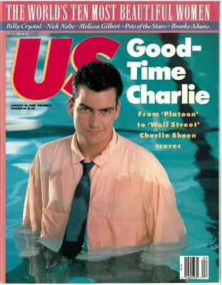 US MAGAZINE JANUARY 25, 1988 CHARLIE SHEEN, BILLY CRYSTAL, REISER, PORIZKOVA! - Image 1 of 4