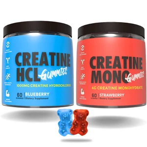 Creatine Gummies Twin Pack - Creatine Monohydrate Strawberry & HCL Blueberry - Picture 1 of 16