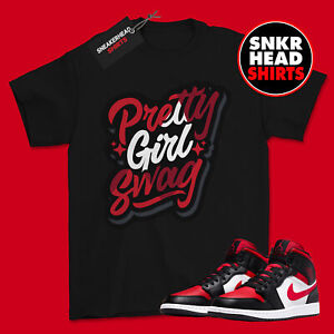 Shirt for Jordan 1 Mid Bred Toe White Black Red 2022 554724-079 Swag