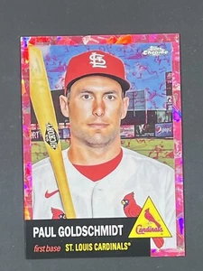 2022 Topps Chrome Anniversary Paul Goldschmidt Platinum Toile Cream Fuchsia /100 - Picture 1 of 2