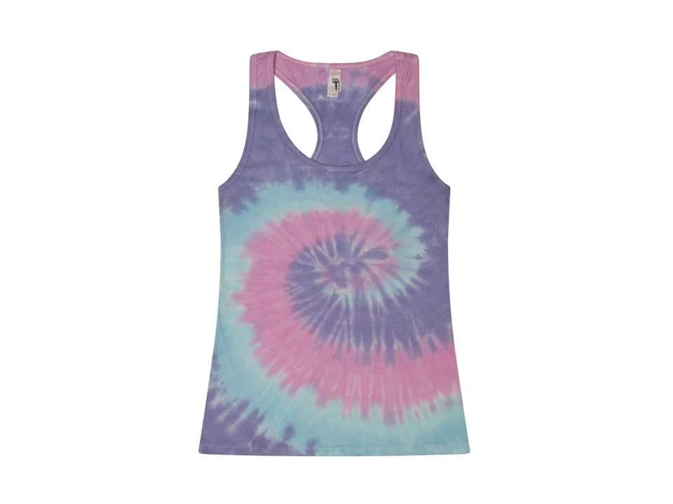Unicorn Tie Dye Racerback Tank Sleeveless T-Shirts Colortone Adult  XS-2XL  - Image 1 of 1