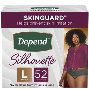 Depend Silhouette Adult Incontinence Underwear for Women, Large, Black, 52 Ct - Picture 1 of 12
