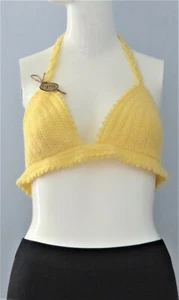 New Handmade Crochet Yellow Size 28 (S) Bra Beachwear Crop Top - Bild 1 von 3