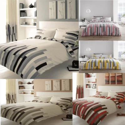 Luxury Reversible Bed Set With Duvet Cover and Pillow Case Bedding Sets BLOCKS