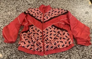 Vintage 80s 90s Suntera Windbreaker Red Black Terrier Dog Print Youth XL UNIQUE - Picture 1 of 6