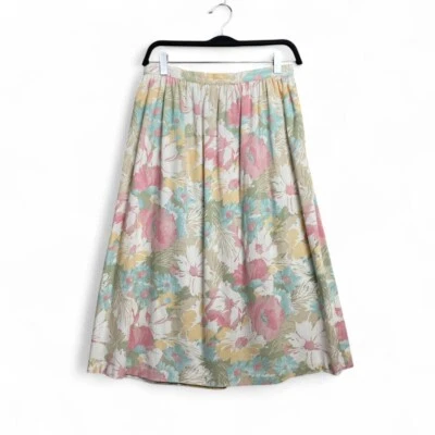Vintage Cottagecore Pastel Floral Midi Skirt 12 Ballet Romantic Modest Spring - Image 1 of 4