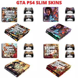 PS4 Slim GTA Grand Theft Skin Sticker Aufkleber Decal Wrap Playstation 4 Slim - Picture 1 of 11