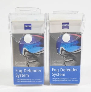2 Zeiss FOG DEFENDER SYSTEM .5oz Anti-Fog Spray + Cloth ~ Goggles glasses NIP - Picture 1 of 4
