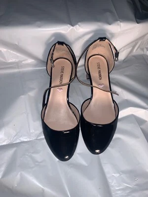 Madden Girl black patterned leather heel girls shoes size 3 - Image 1 of 3