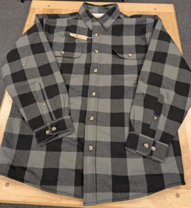 RedHead Sherpa Lined Plaid Long Sleeve Shirt Jacket Men's Large Gray Check - Picture 1 of 4